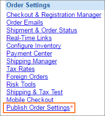The Publish Order Settings link.