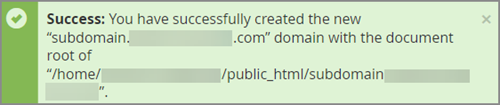 Domain Edit Success Message.