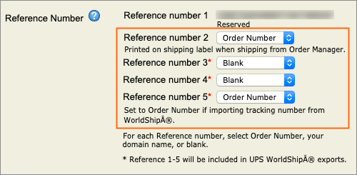 The UPS Reference Number section.