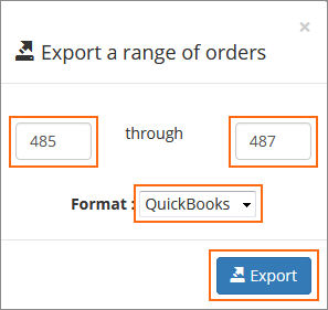 Export a range of orders