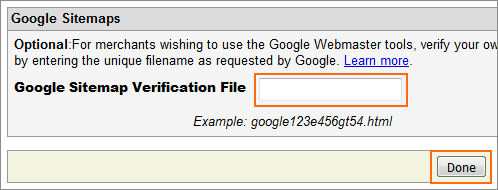 The Google Site Verification field.