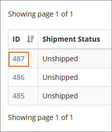The order id link in the ID column in the all-new Order Manager
