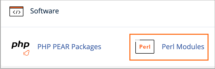 The Perl Modules link under Software.