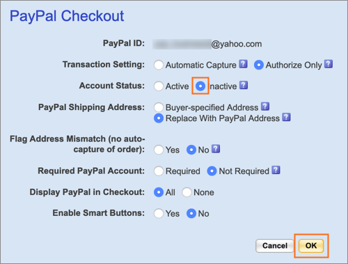 The Inactive radio button.