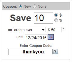 The Promotional Email Coupon dialog.