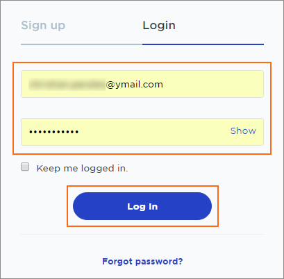 Sign in with an existing login ID and password or register a new one.