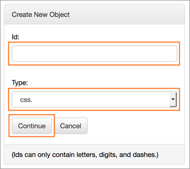 The Create New Object dialog.