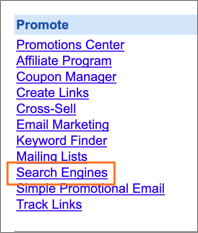 The Search Engines link is under Promote.