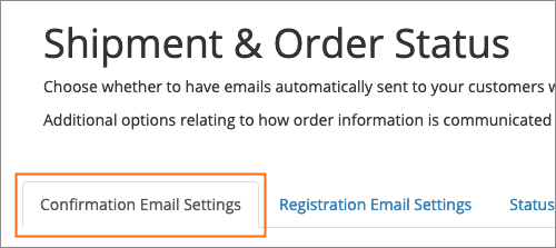 The Confirmation Email Settings tab.