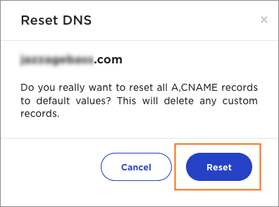 The Reset DNS dialog.