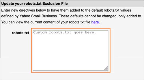 The Update your robots.txt Exclusion File field.