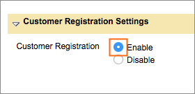 The Enable Customer Registration radio button