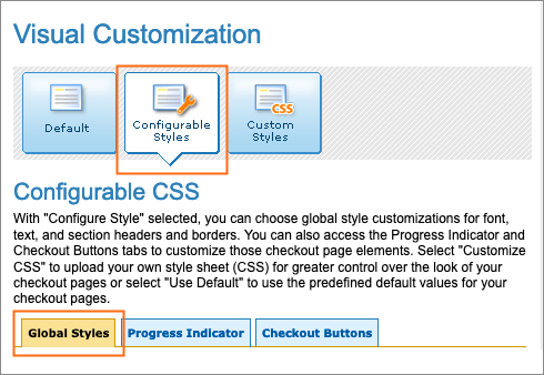 The Visual Customization Global Styles tab.