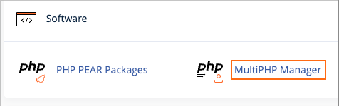 The MultiPHP Manager link under Software.