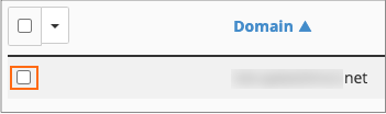 The domain selection box in the domains list.