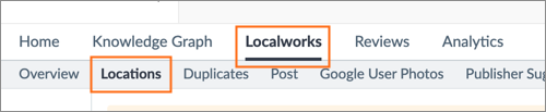 The Localworks tab and Locations link.