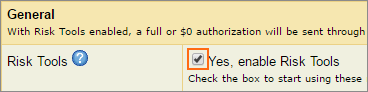 Select the Yes, enable Risk Tools checkbox.