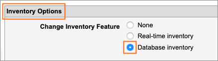 Select the radio button next to Database Inventory.