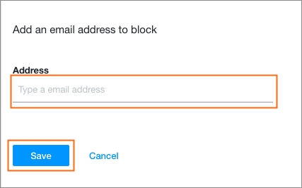 Manually entering an email address you wish to block.