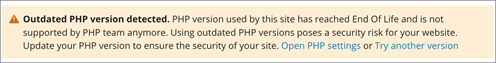 PHP Version Outdated Warning.