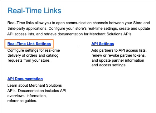 The Real-Time Link Settings link.