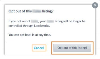 The opt out confirmation dialog.