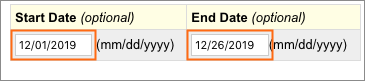 The Cross Sell Start and End Date fields.