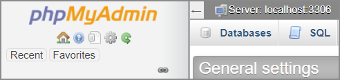 phpMyAdmin Homepage.