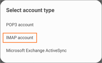 The IMAP account option.