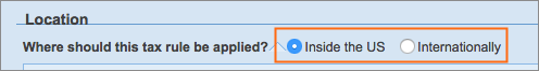 Specify a location for the new tax rule.