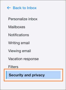 The Security and privacy link.