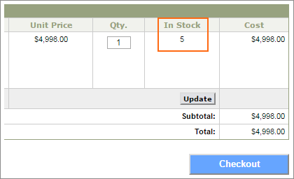 Display Inventory Column - Yes with Quantity