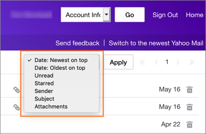 The default value is Date: Newest on top.