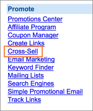 The Cross-Sell Manager link is under Promote.