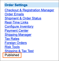 Order Settings have been published.