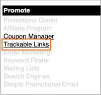 The Trackable Links link is under Promote.