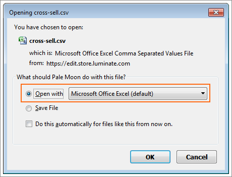 The Open CSV dialog.