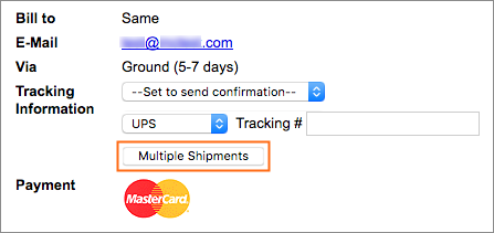 The Multiple Shipments button.