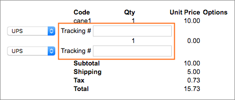 The Tracking Number fields.