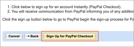 The Signup for PayPal Checkout button.