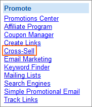 The Cross Sell Manager link is under Promote.