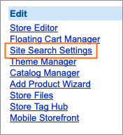 The Site Search Settings link is under Edit.