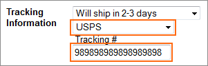 The Shipping Status Shipper and Tracking Number fields.