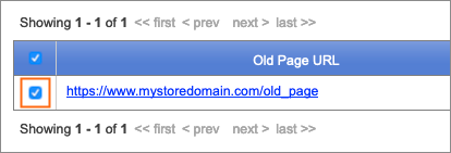 Selecting a URL next to Old Page URL.