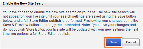 The Enable Site Search dialog.