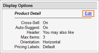 Picture of Cross Sell Item Edit link