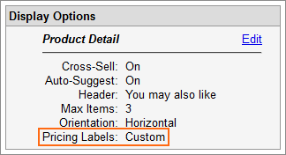 The Product Display Options dialog.