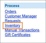 The Inventory link is under Process.