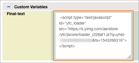 The Floating Cart script in Final-text variable field.