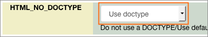 The HTML_NO_DOCTYPE pull-down menu.